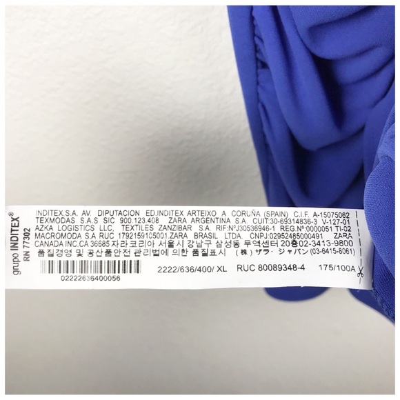 Zara Blue Draped Ruched Long Sleeve‎ Dress Size XL - Picture 12 of 12